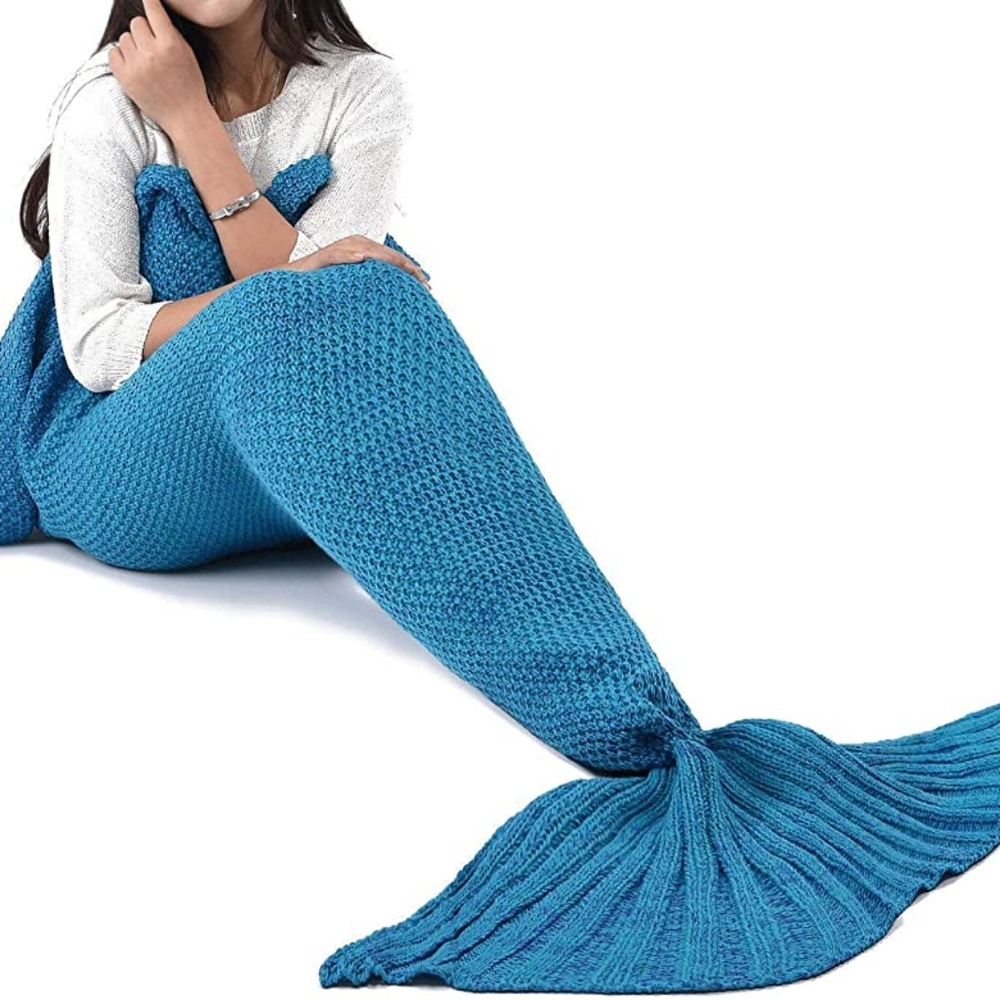 Mermaid Crochet Lake Blue Tail Blanket
